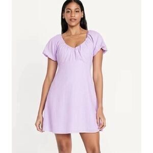 Old Navy Dress Size Large Flutter Sleeve Mini Swing Lavender‎ Aura Babydoll NEW